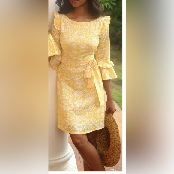 Beyond by Vera Coco Yellow Floral Dress - Picture 3 of 9